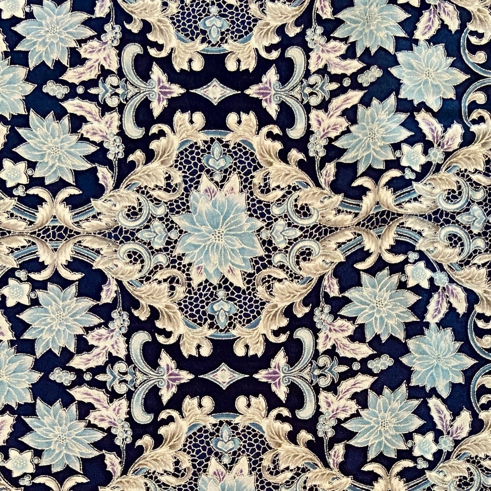 Fabric / Material - Robert Kaufman - Holiday Flourish - Sparkle Blue Floral